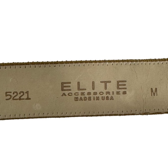 Vintage Elite Leather Patchwork Belt Medium Stone Embellished Buckle Neutral - Picture 5 of 6